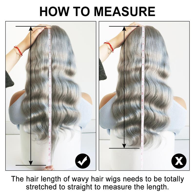 Ice Grey Body Wave 13x4 HD Transparent Lace Front Wig - 180% Density Human Hair, Colored Wig